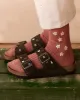 The Ribbed Sock with Daisy Embroidery. -- Rose with Cream Daisies sold by THE GREAT.
