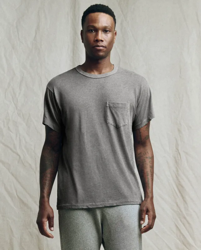 The Men's Pocket Tee. -- Heather Grey sold by THE GREAT.