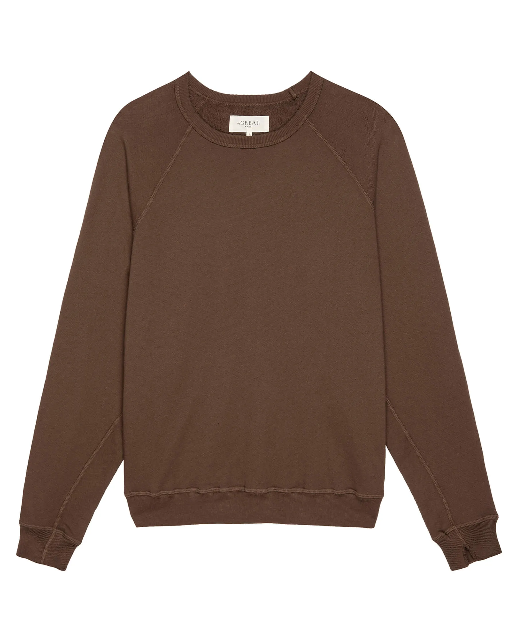 The Men's College Sweatshirt. Solid -- Hickory sold by THE GREAT.