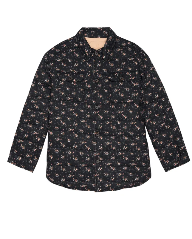 The Reversible Down Trapper Puffer. -- Wilderness Floral and Powder Pink sold by THE GREAT.