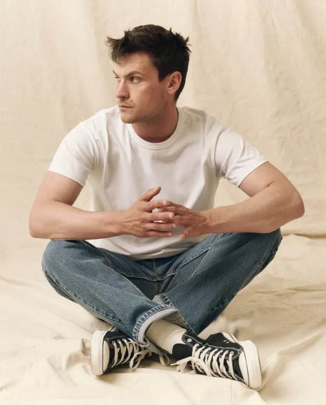 The Men's Pure Knits Boxy Crew. Solid -- True White sold by THE GREAT.