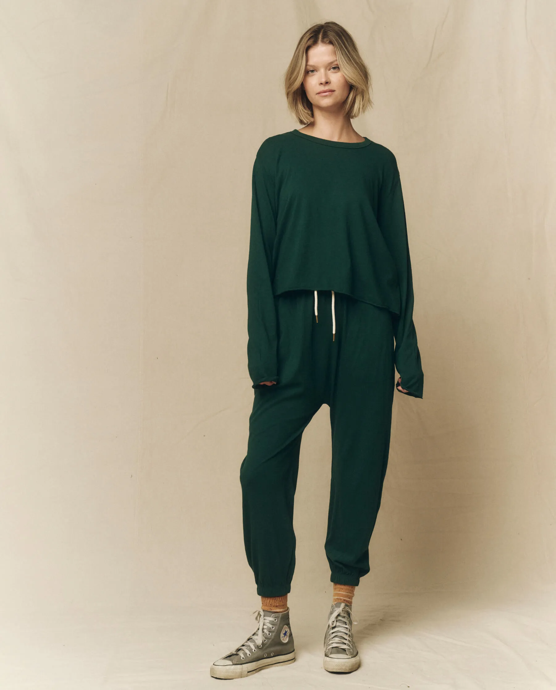 The Jersey Jogger Pant. -- Green Grove sold by THE GREAT. product image thumbnail 4