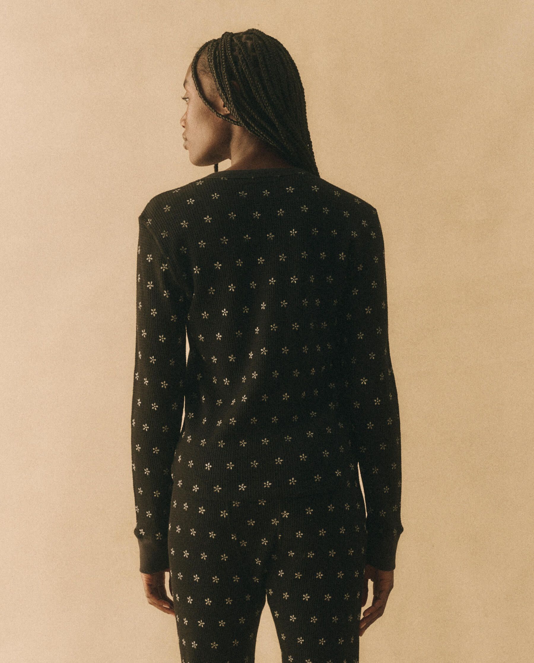 The Waffle Surplus Crew. -- Almost Black with Cream Snow Floral sold by THE GREAT. product image thumbnail 2