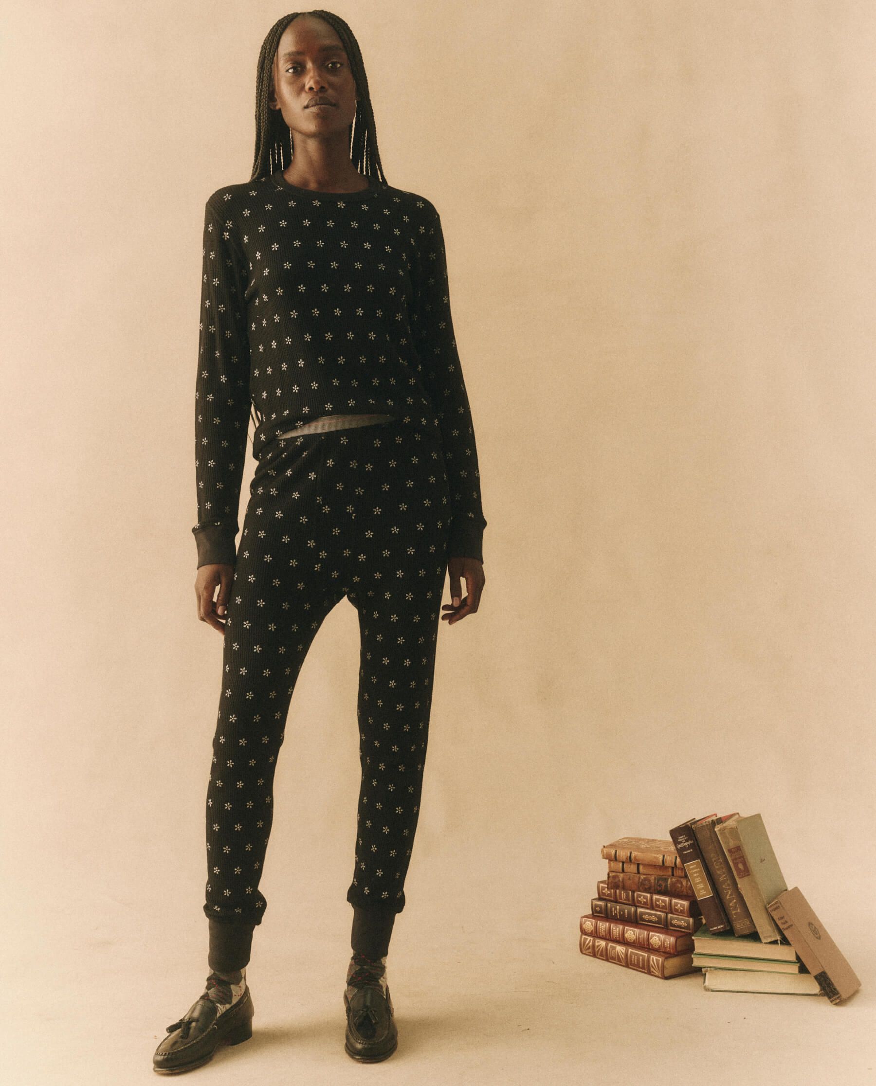 The Waffle Surplus Crew. -- Almost Black with Cream Snow Floral sold by THE GREAT. product image thumbnail 5