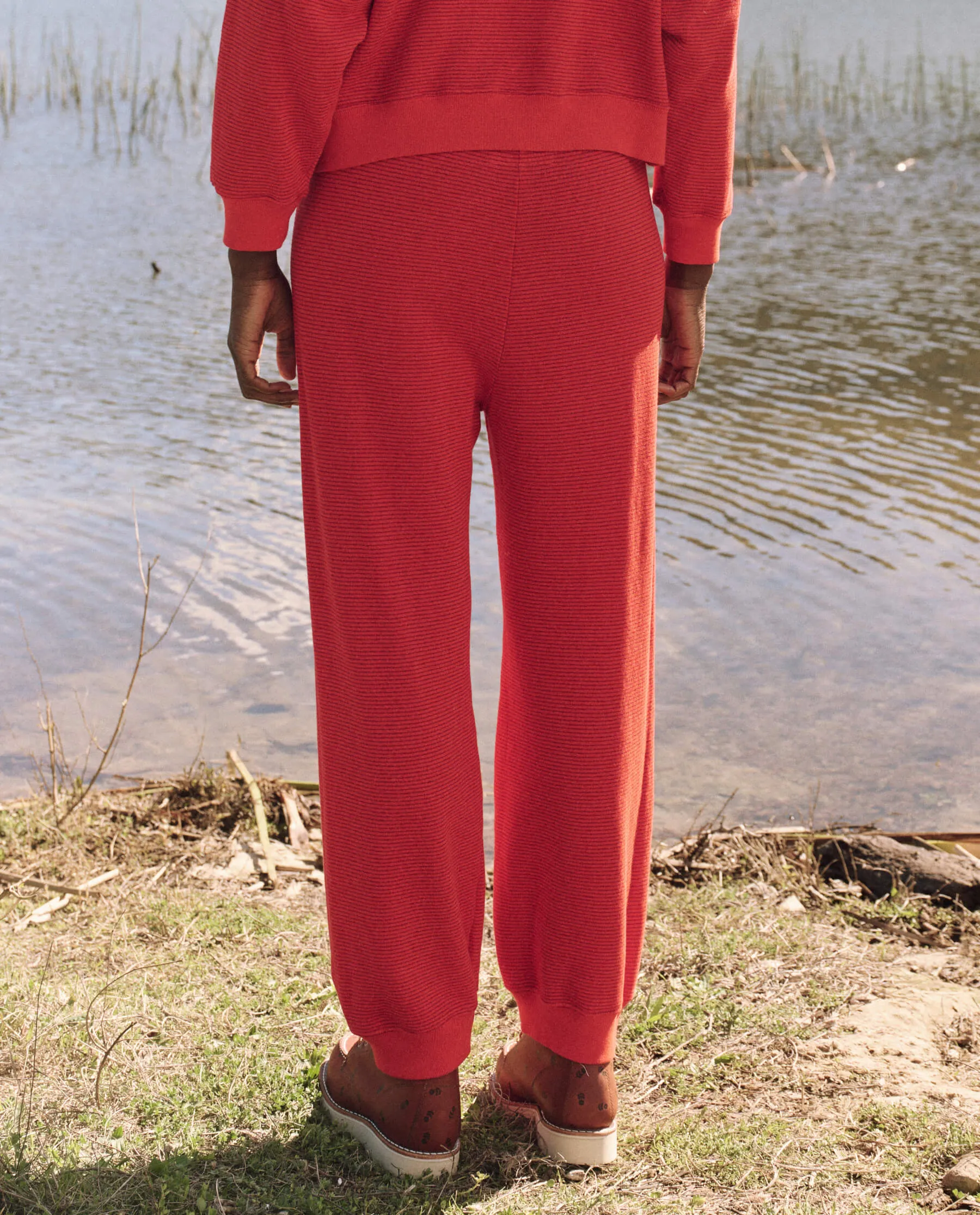 The Lantern Pant. -- Hot Red Overdyed Stripe sold by THE GREAT. product image thumbnail 2
