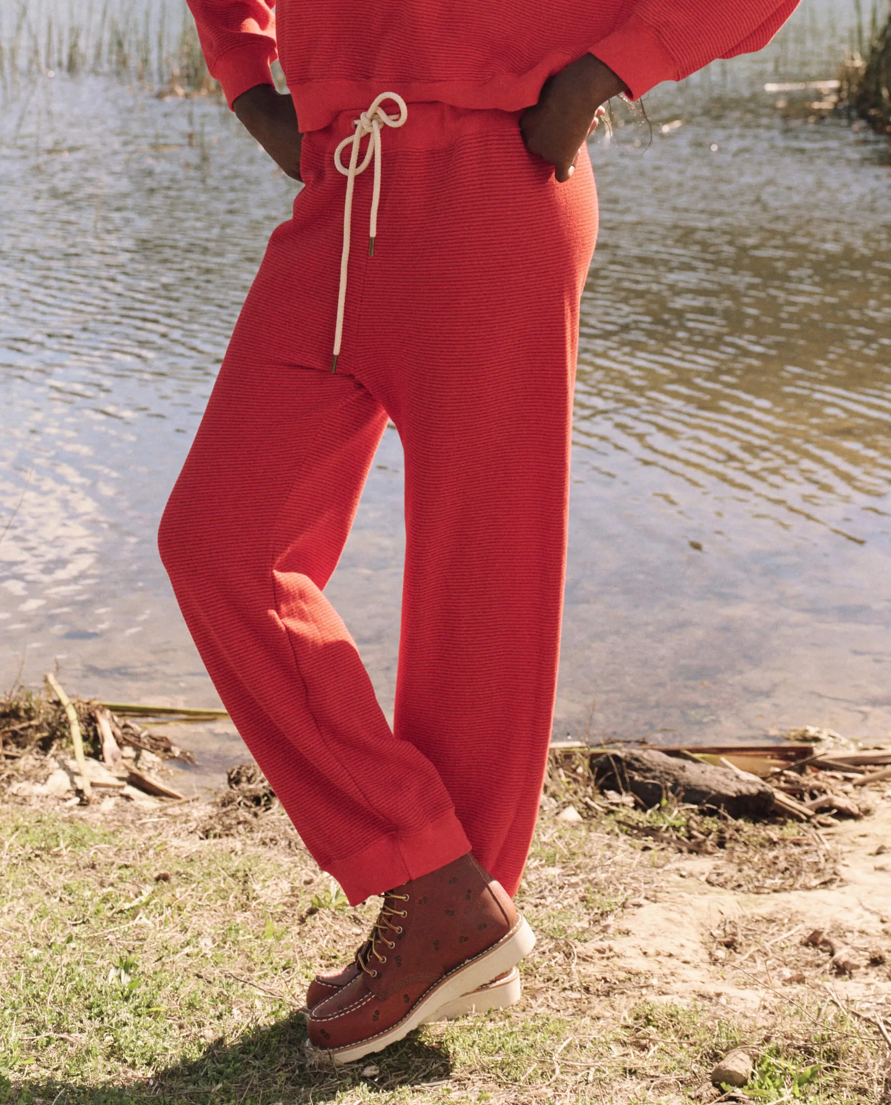 The Lantern Pant. -- Hot Red Overdyed Stripe sold by THE GREAT. product image thumbnail 3