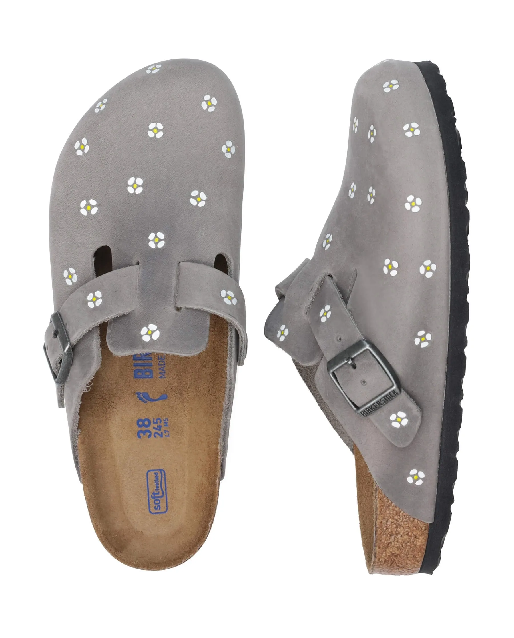 BIRKENSTOCK Boston with Hand Painted Tooled Daisy. -- Iron Oiled Leather with Cream sold by THE GREAT. product image thumbnail 5