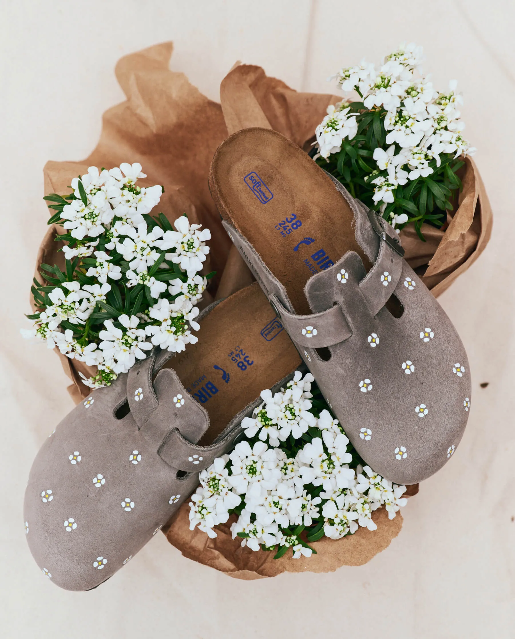 BIRKENSTOCK Boston with Hand Painted Tooled Daisy. -- Iron Oiled Leather with Cream sold by THE GREAT. product image thumbnail 2