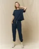 The Crop Tee. Solid -- True Navy sold by THE GREAT.