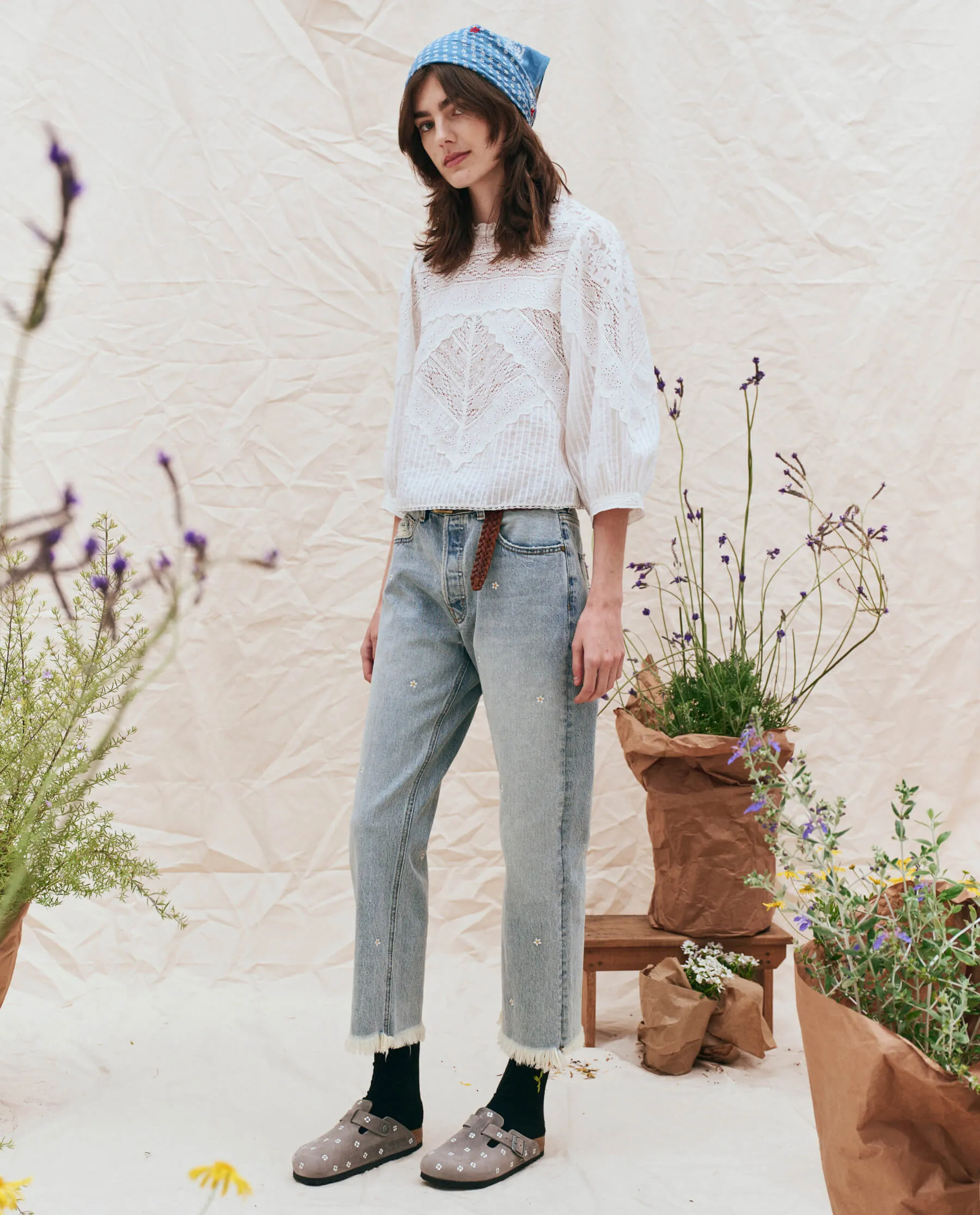 BIRKENSTOCK Boston with Hand Painted Tooled Daisy. -- Iron Oiled Leather with Cream sold by THE GREAT. product image thumbnail 4