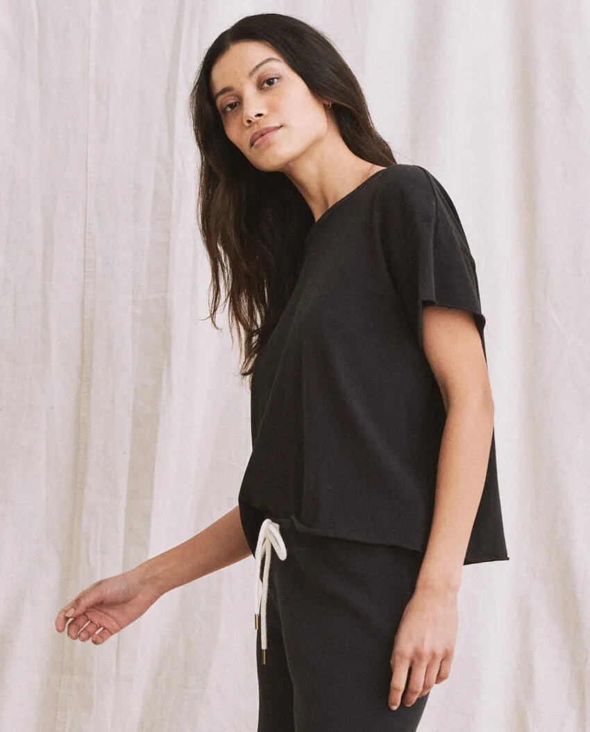 The Crop Tee. Solid -- Almost Black sold by THE GREAT. product image thumbnail 5