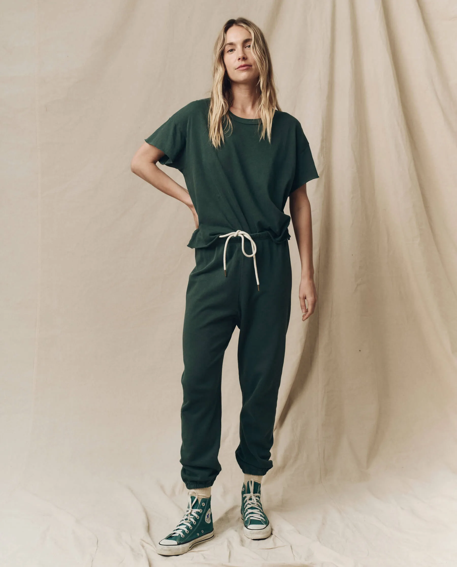 The Crop Tee. Solid -- Deep Sea Green sold by THE GREAT. product image thumbnail 5