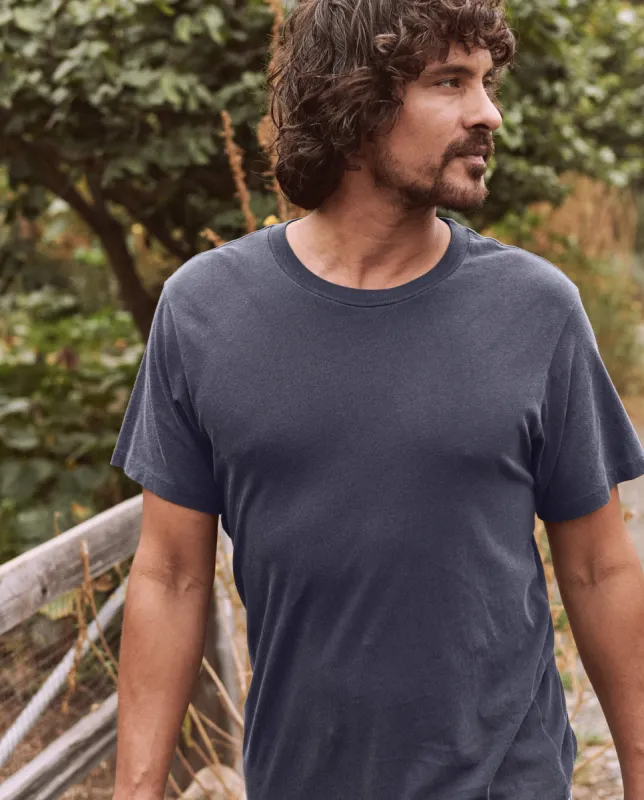 The Men's Slim Tee. -- Washed Navy sold by THE GREAT.