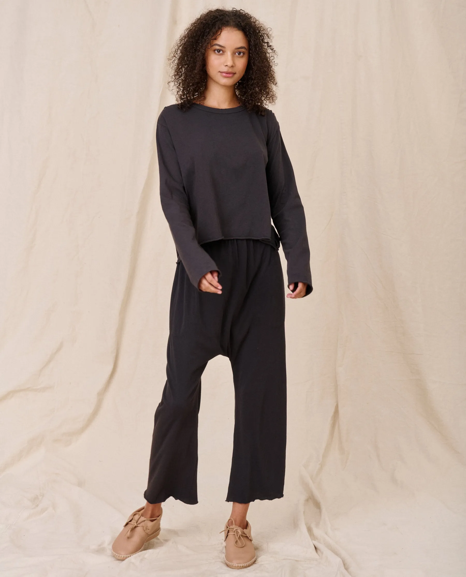 The Long Sleeve Crop Tee. -- Almost Black sold by THE GREAT. product image thumbnail 3