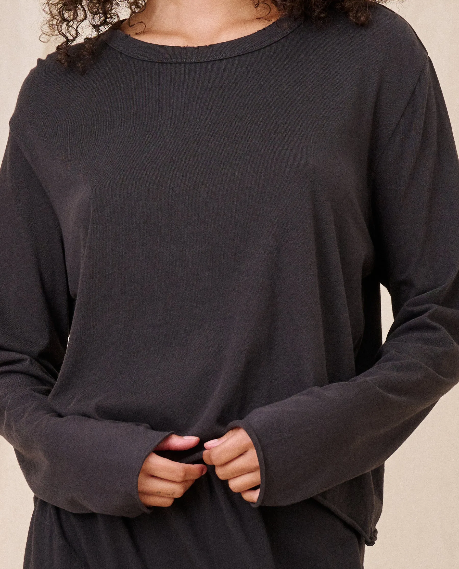 The Long Sleeve Crop Tee. -- Almost Black sold by THE GREAT. product image thumbnail 2
