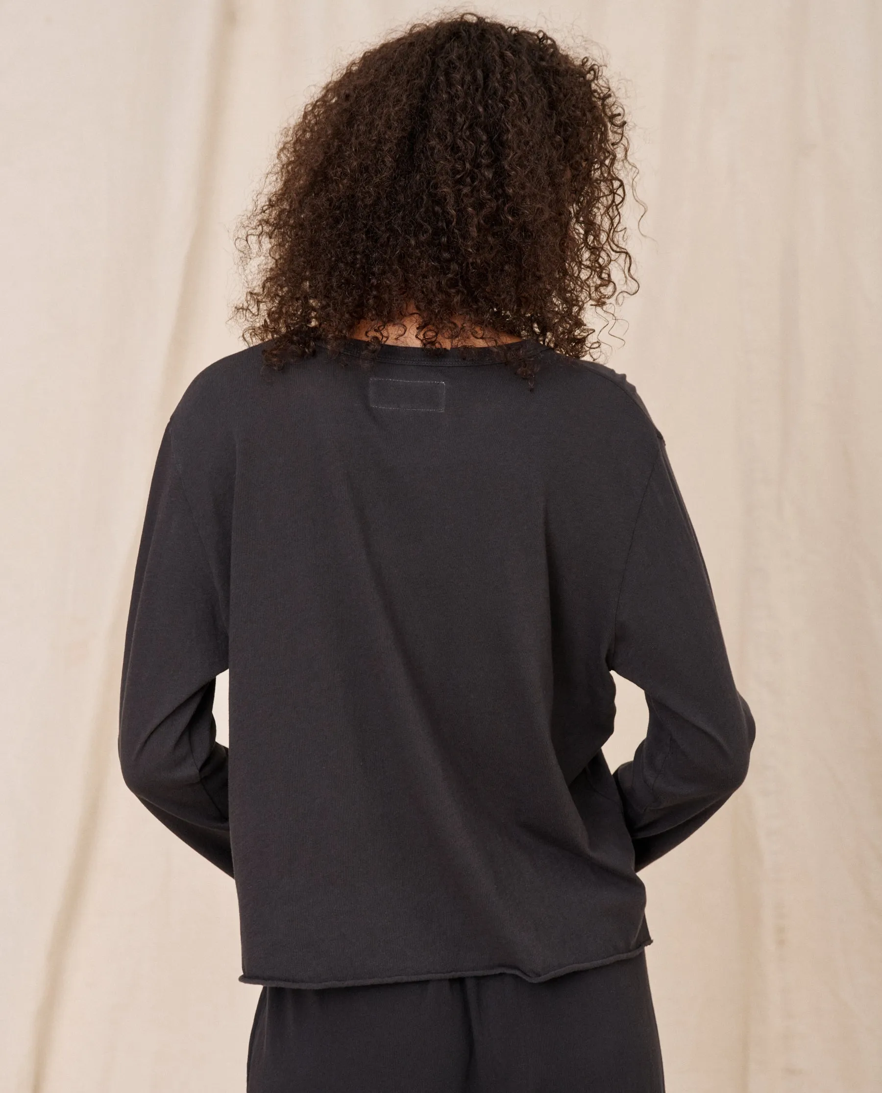 The Long Sleeve Crop Tee. -- Almost Black sold by THE GREAT. product image thumbnail 4