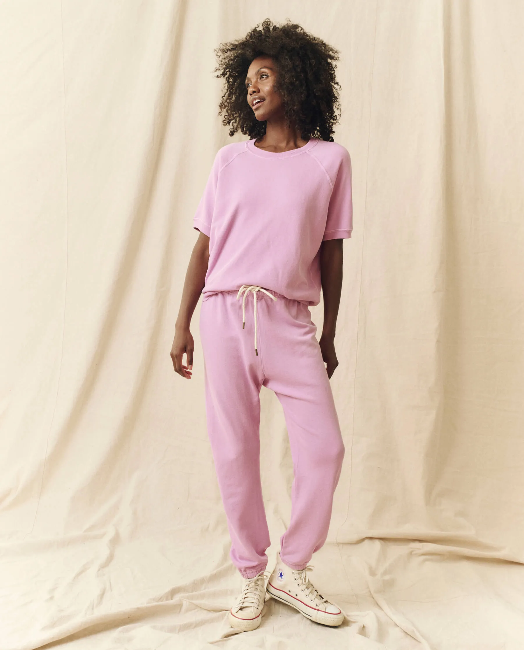 The Stadium Sweatpant. Solid -- Lilac Blossom sold by THE GREAT. product image thumbnail 3