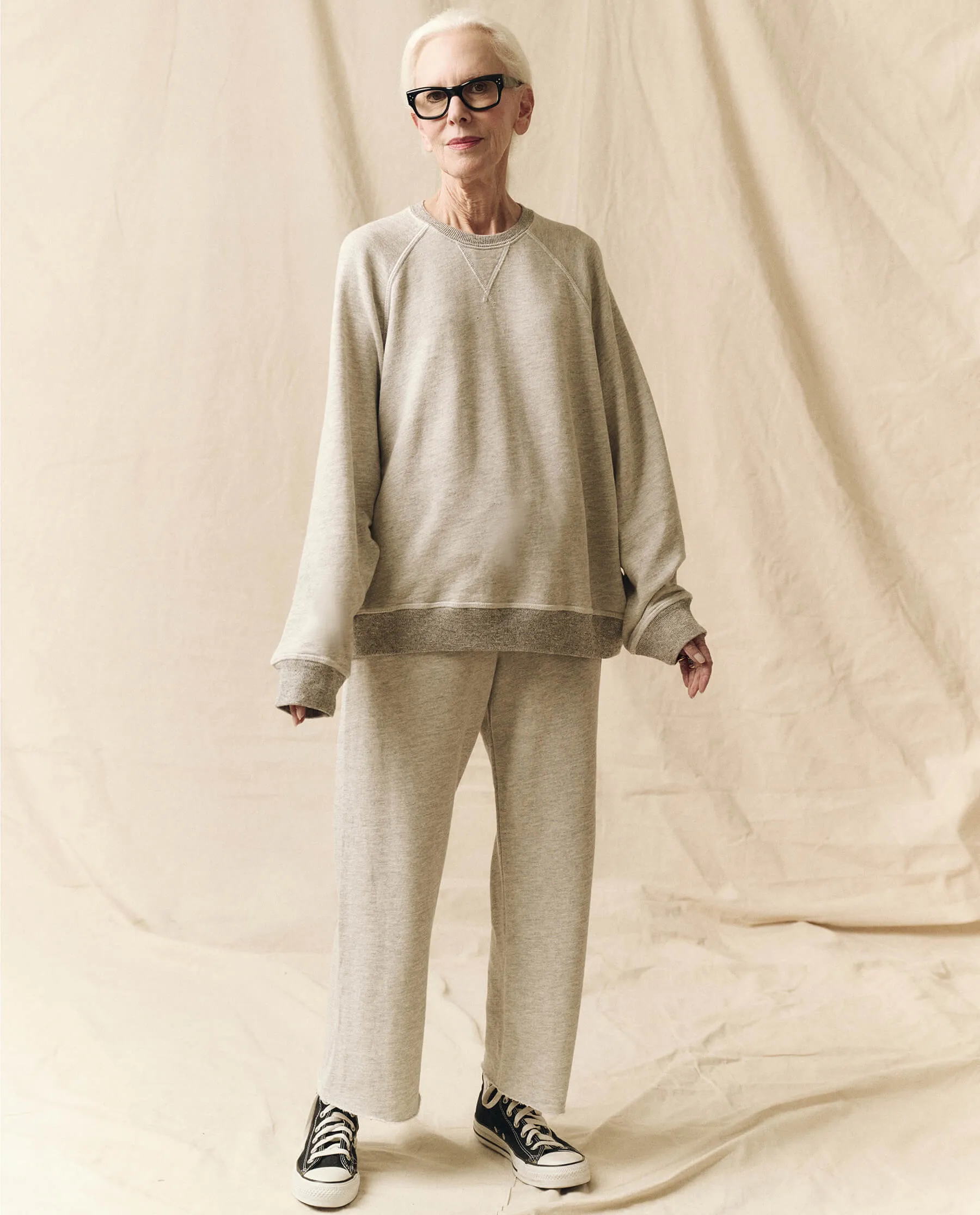 The Wide Leg Cropped Sweatpant. -- Soft Heather Grey sold by THE GREAT. product image thumbnail 3