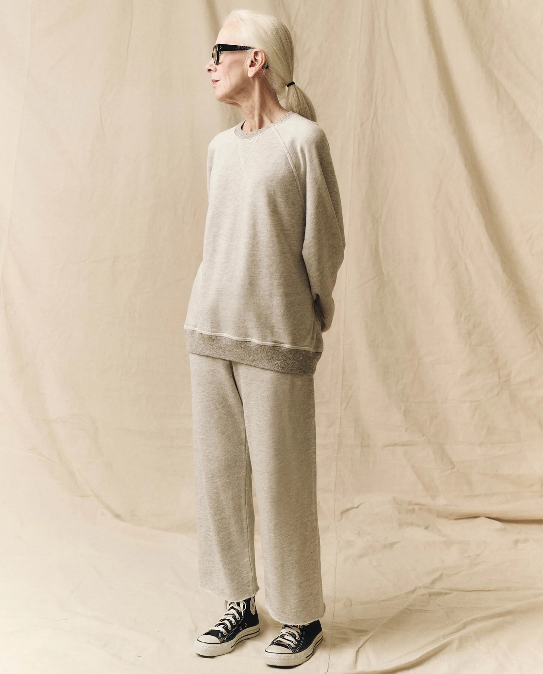The Wide Leg Cropped Sweatpant. -- Soft Heather Grey sold by THE GREAT. product image thumbnail 4
