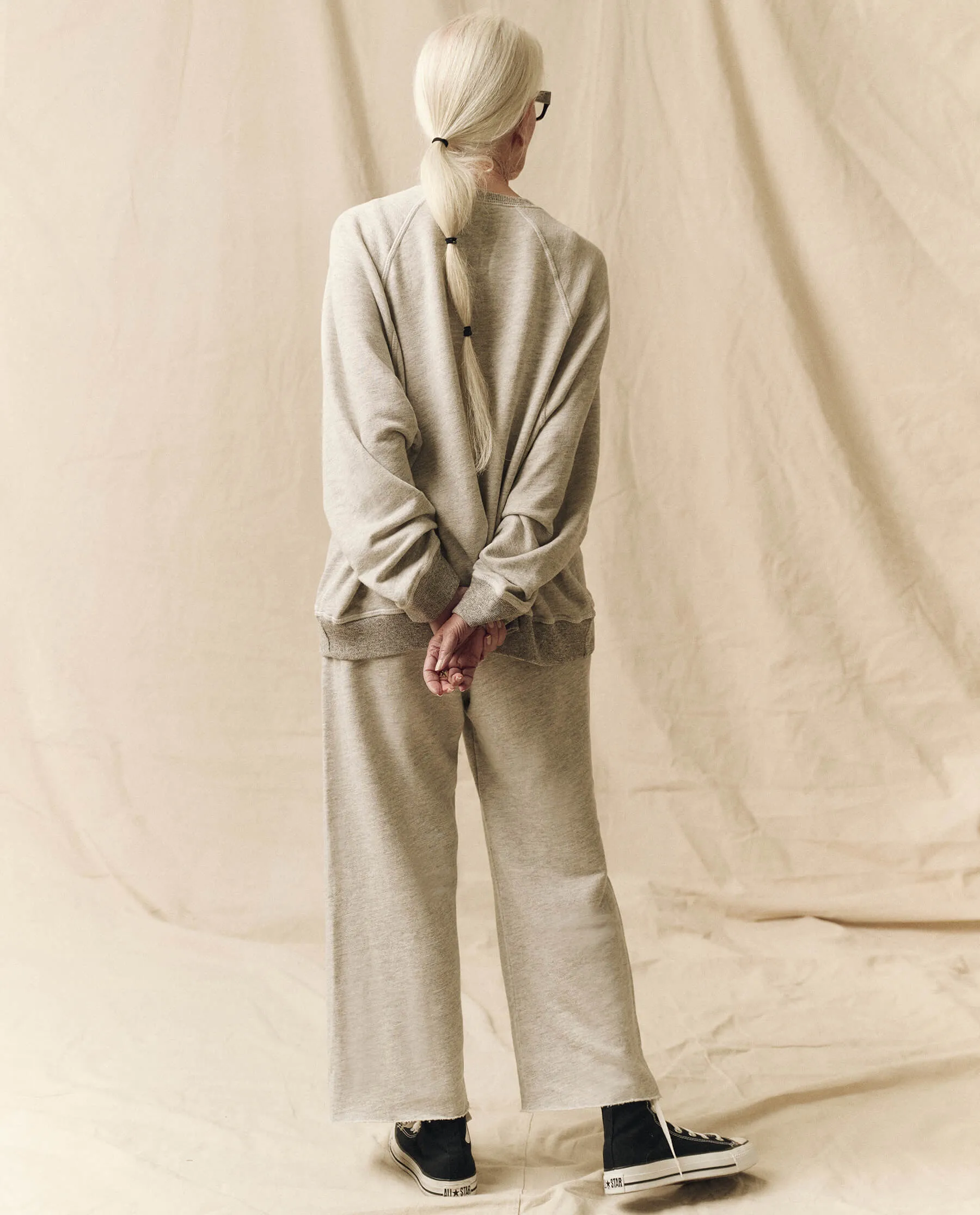 The Wide Leg Cropped Sweatpant. -- Soft Heather Grey sold by THE GREAT. product image thumbnail 2