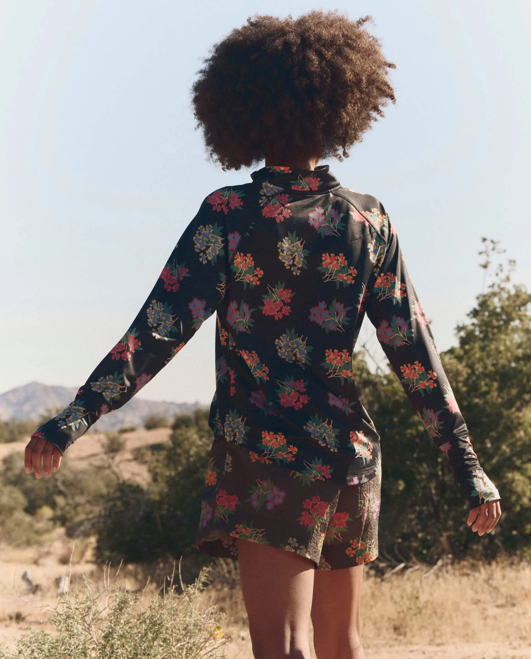 The Quarter Zip Trail Pullover. -- Black Palisade Floral sold by THE GREAT. product image thumbnail 4