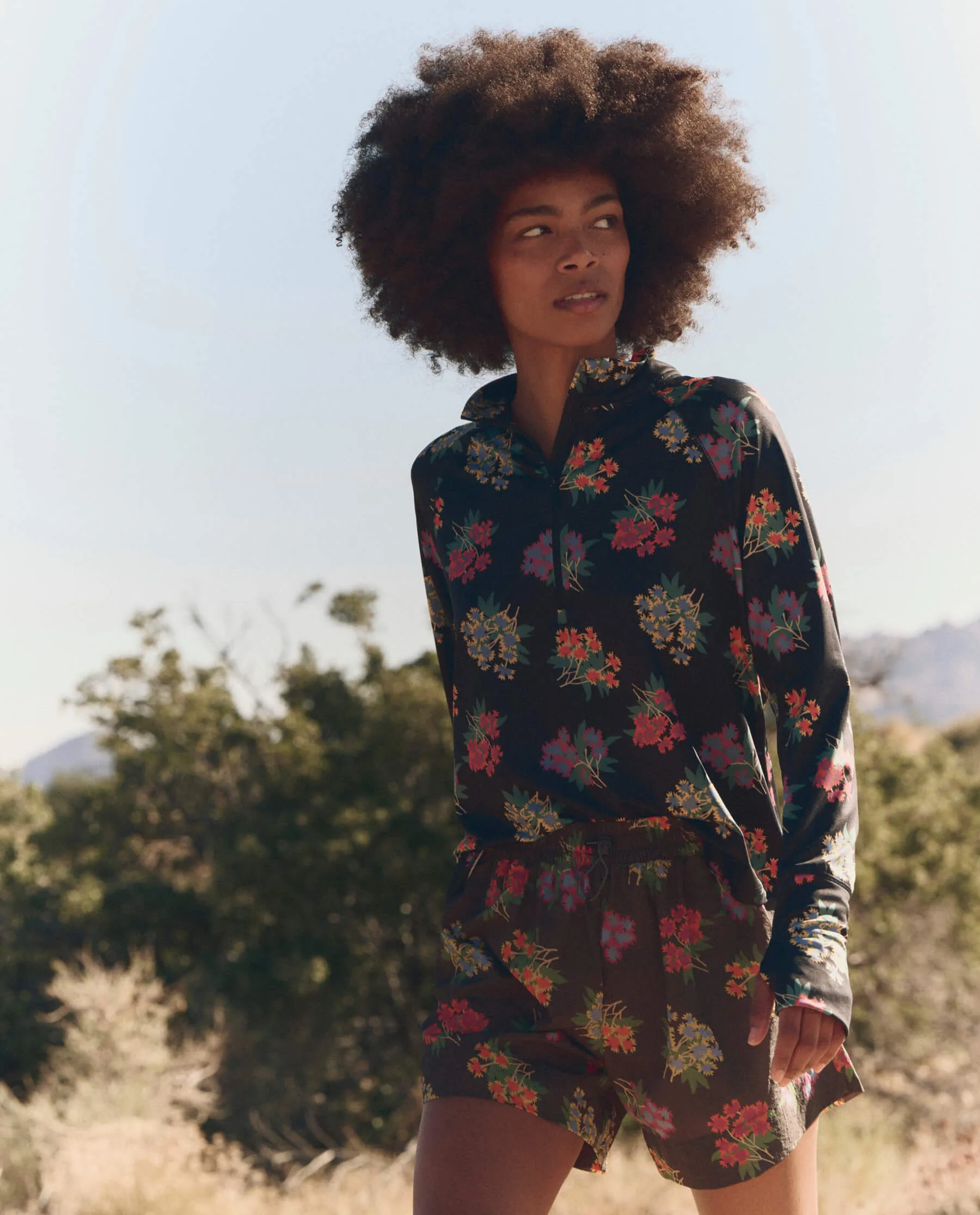 The Quarter Zip Trail Pullover. -- Black Palisade Floral sold by THE GREAT. product image thumbnail 2