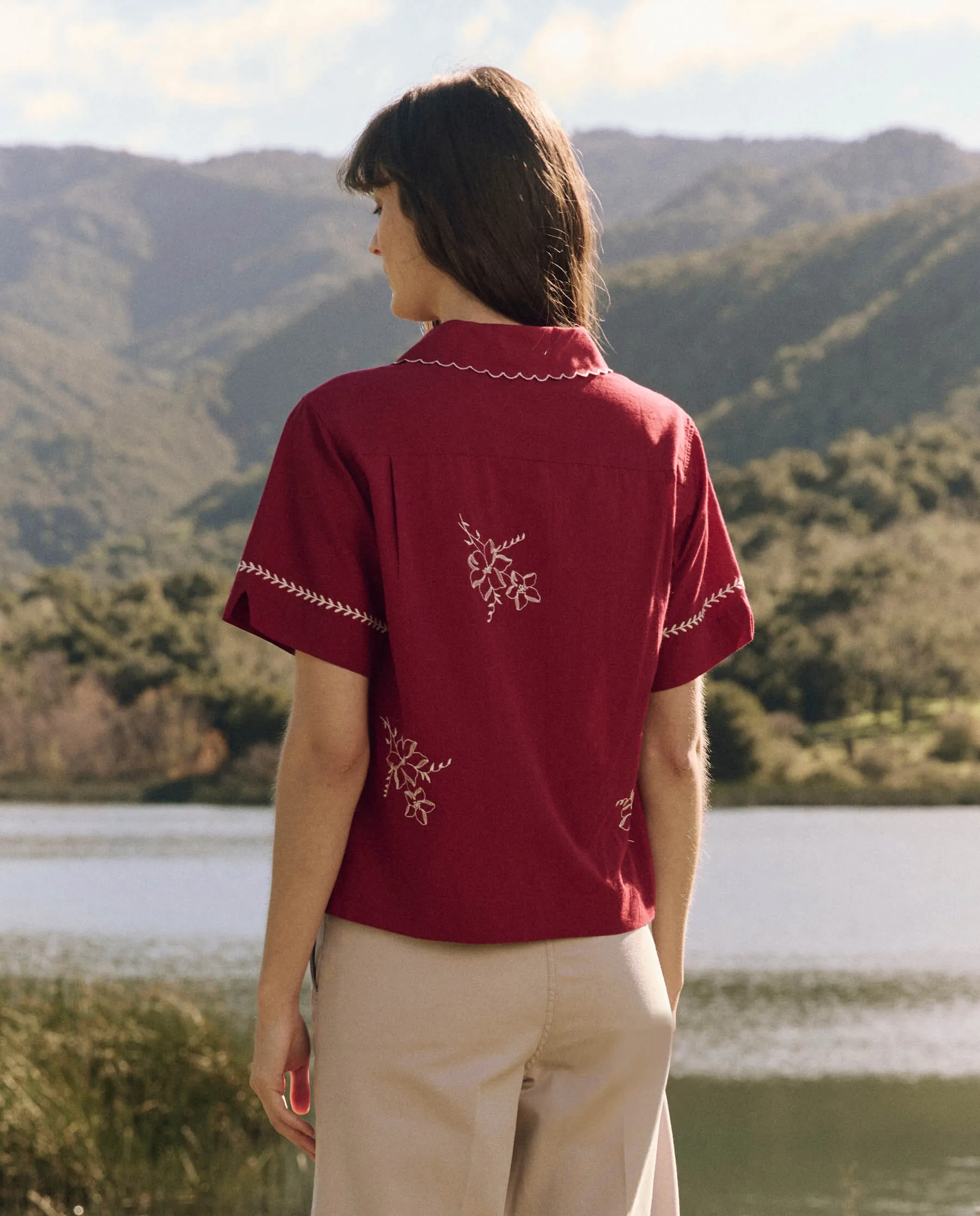 The Bowling Shirt with Hanky Embroidered. -- Scarlet sold by THE GREAT. product image thumbnail 2