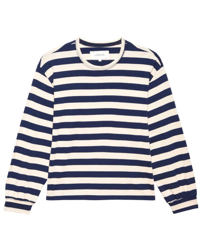 The Campus Crew. -- Navy and Cream Scholar Stripe sold by THE GREAT.
