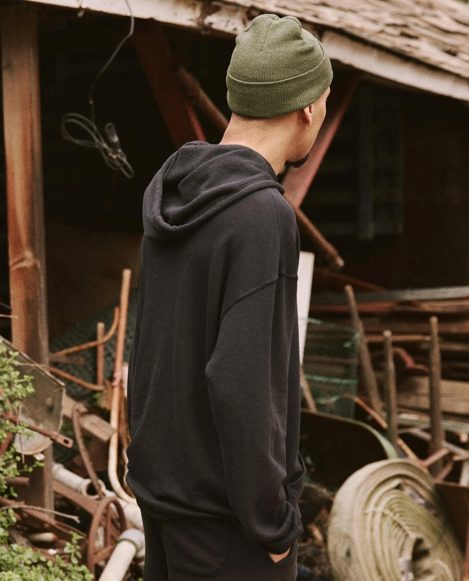 The Men's Gym Drawstring Hoodie. -- Almost Black sold by THE GREAT. product image thumbnail 4