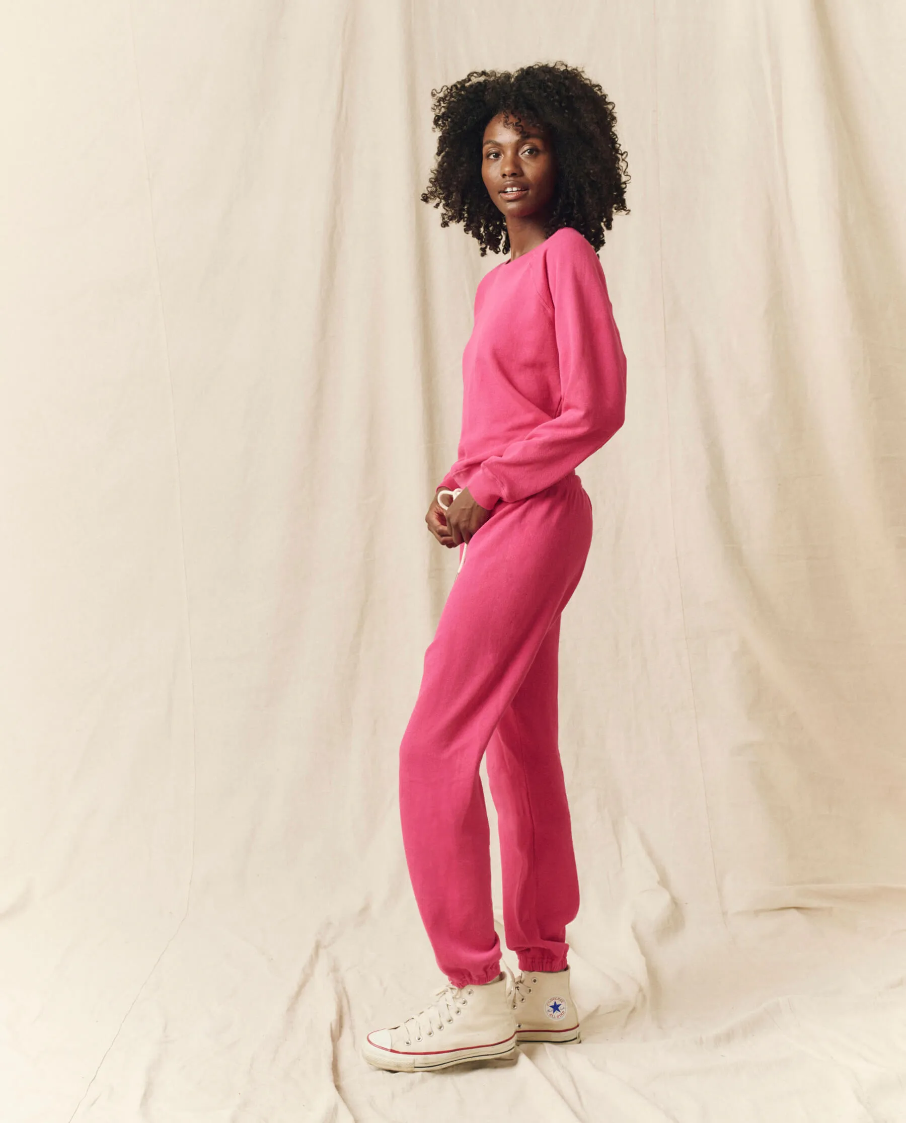 The Stadium Sweatpant. Solid -- Fuchsia sold by THE GREAT. product image thumbnail 3