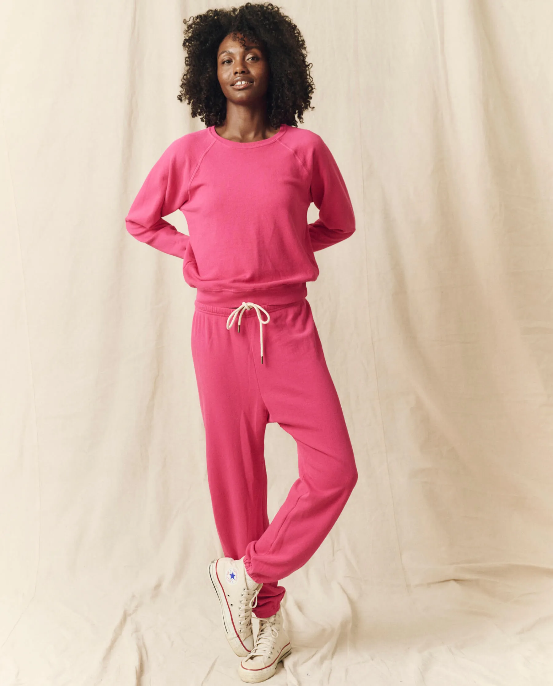 The Stadium Sweatpant. Solid -- Fuchsia sold by THE GREAT. product image thumbnail 4