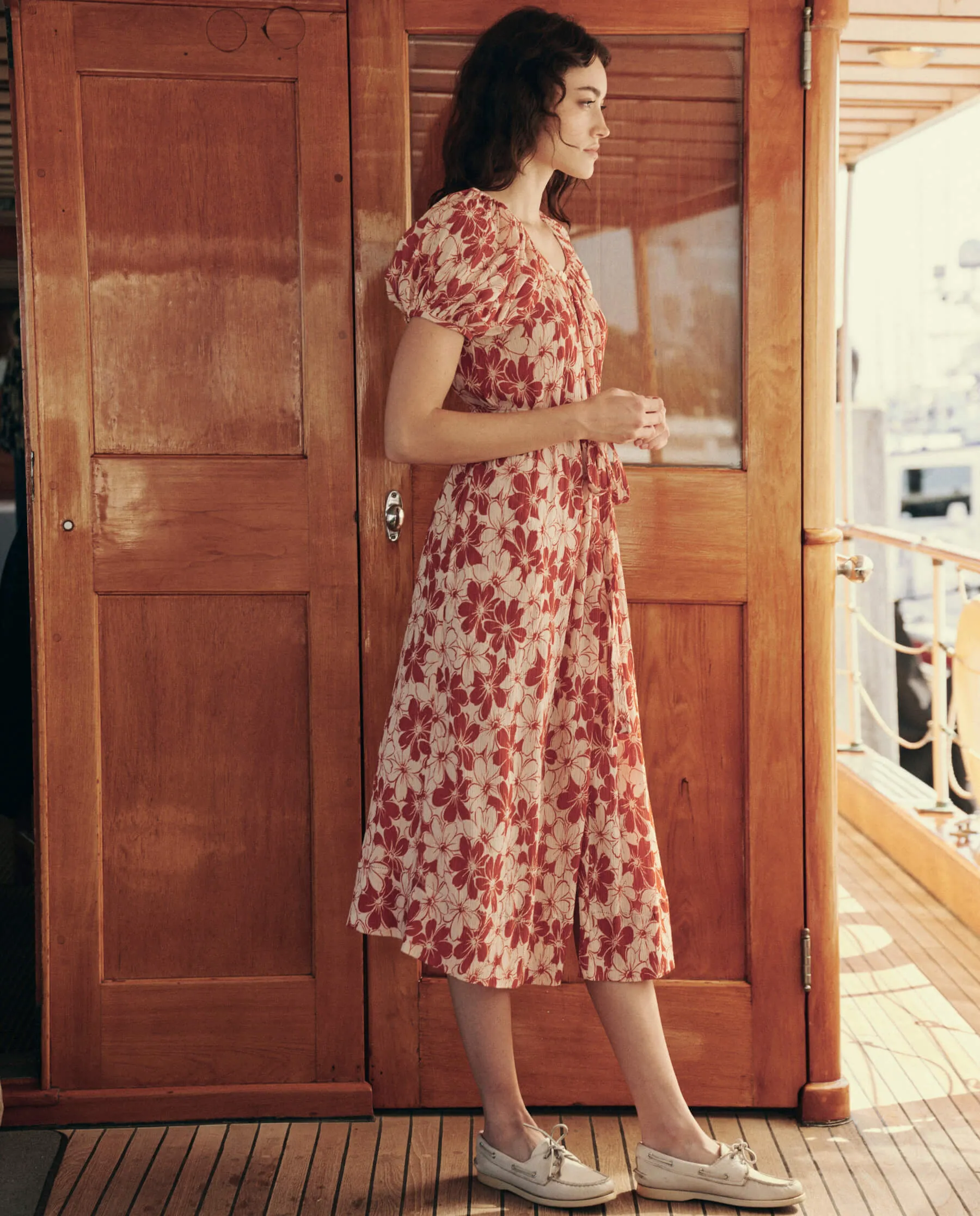 The Seascape Dress. -- Burnt Red Hibiscus Flower sold by THE GREAT. product image thumbnail 4