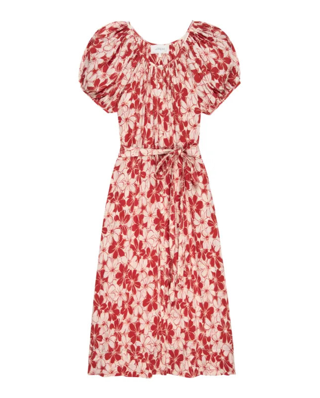 The Seascape Dress. -- Burnt Red Hibiscus Flower made by THE GREAT.