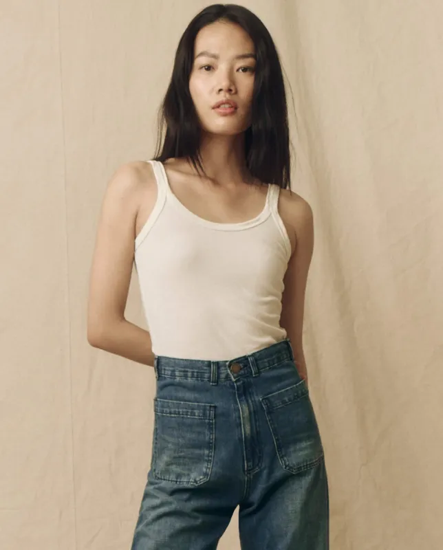 The Slim Tank. Solid -- True White sold by THE GREAT.