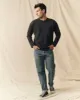 The Men's Pure Knits Long Sleeve Boxy Crew. Solid -- Almost Black sold by THE GREAT.