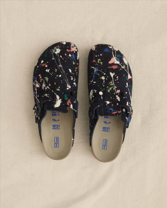 Boston Midnight Birkenstock with Paint. -- Midnight Blue with Bright Multi Paint made by THE GREAT.
