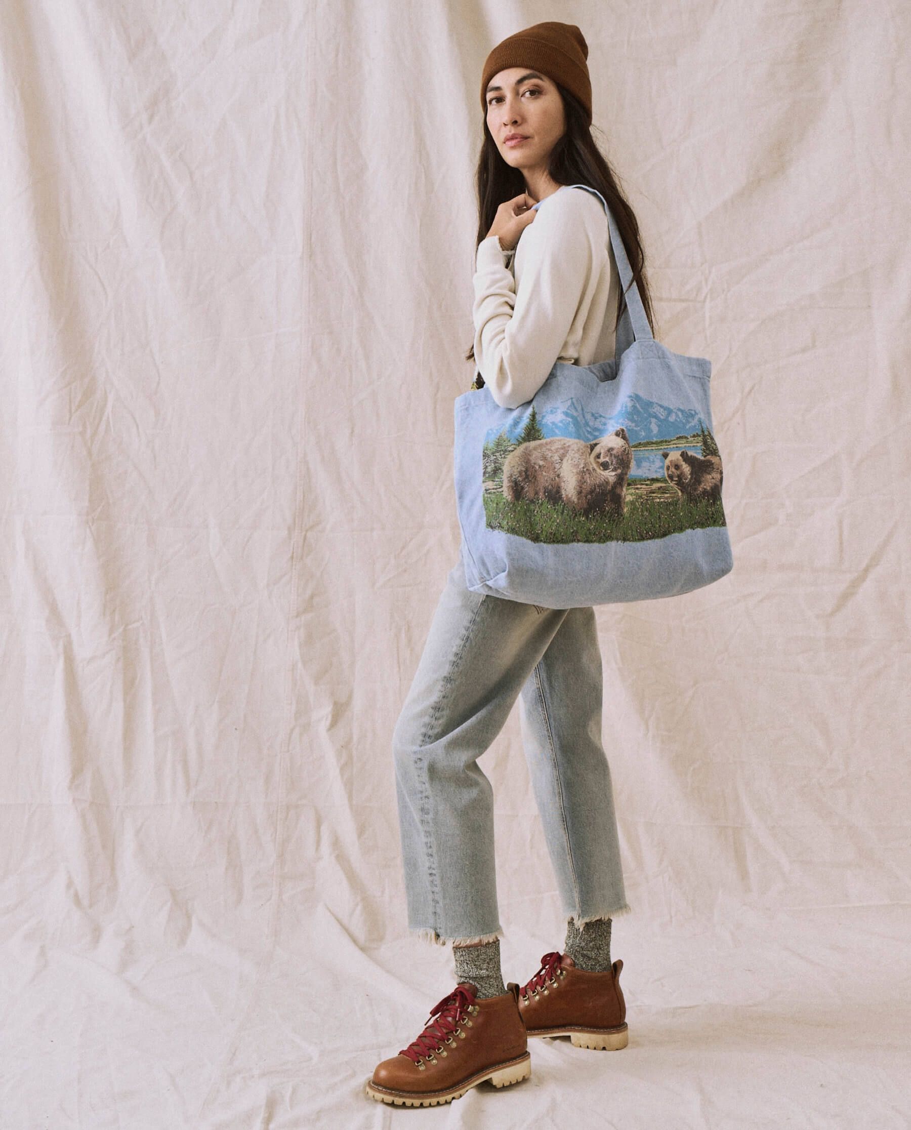 The Tote. -- Light Indigo with Bear Graphic sold by THE GREAT. product image thumbnail 4