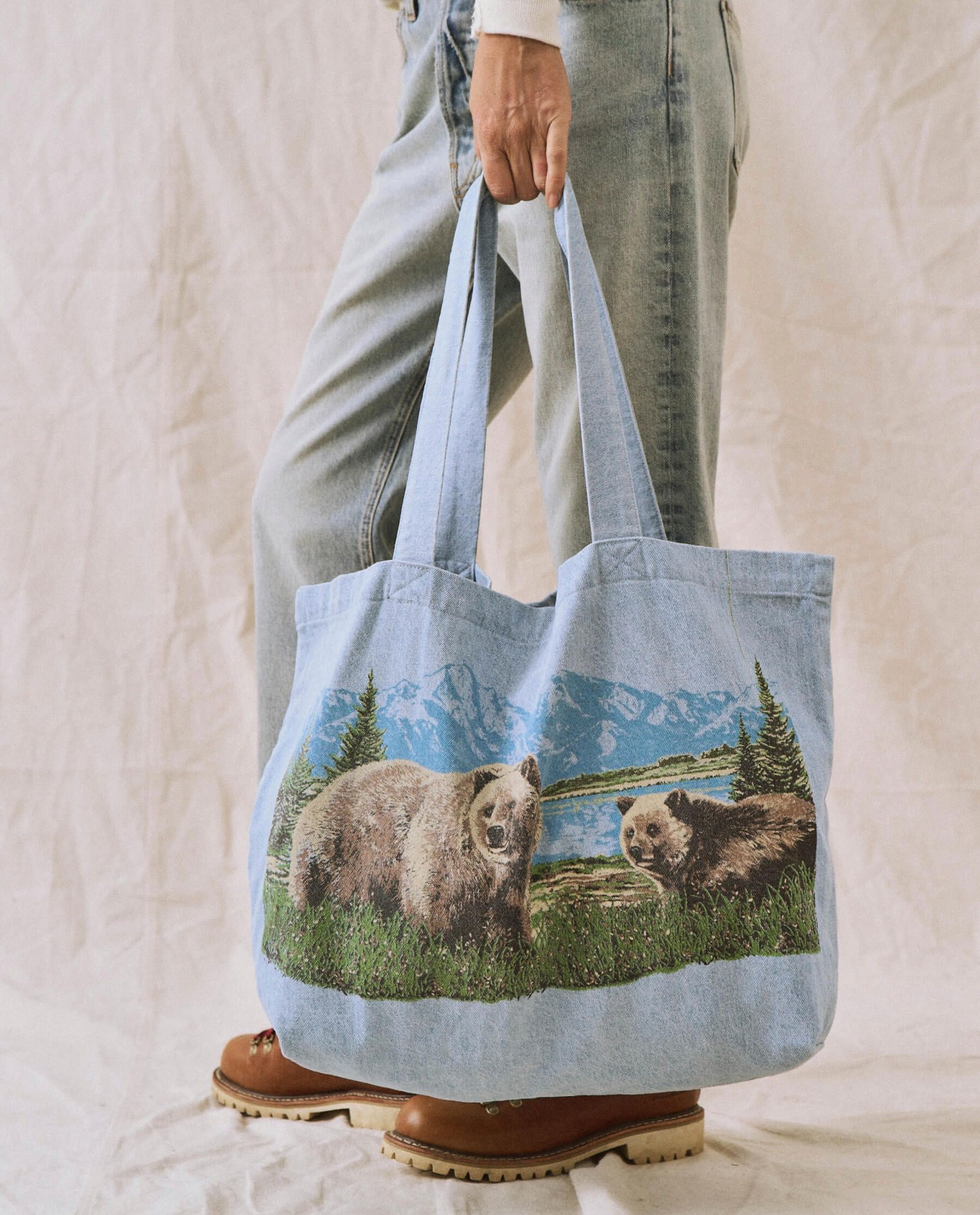 The Tote. -- Light Indigo with Bear Graphic sold by THE GREAT. product image thumbnail 5