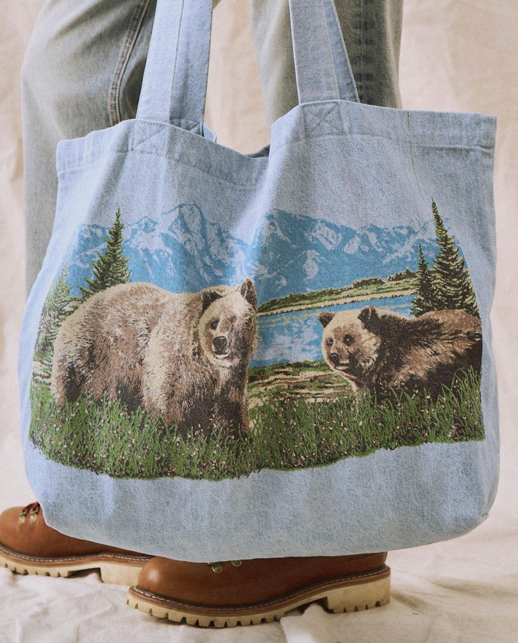 The Tote. -- Light Indigo with Bear Graphic sold by THE GREAT. product image thumbnail 3