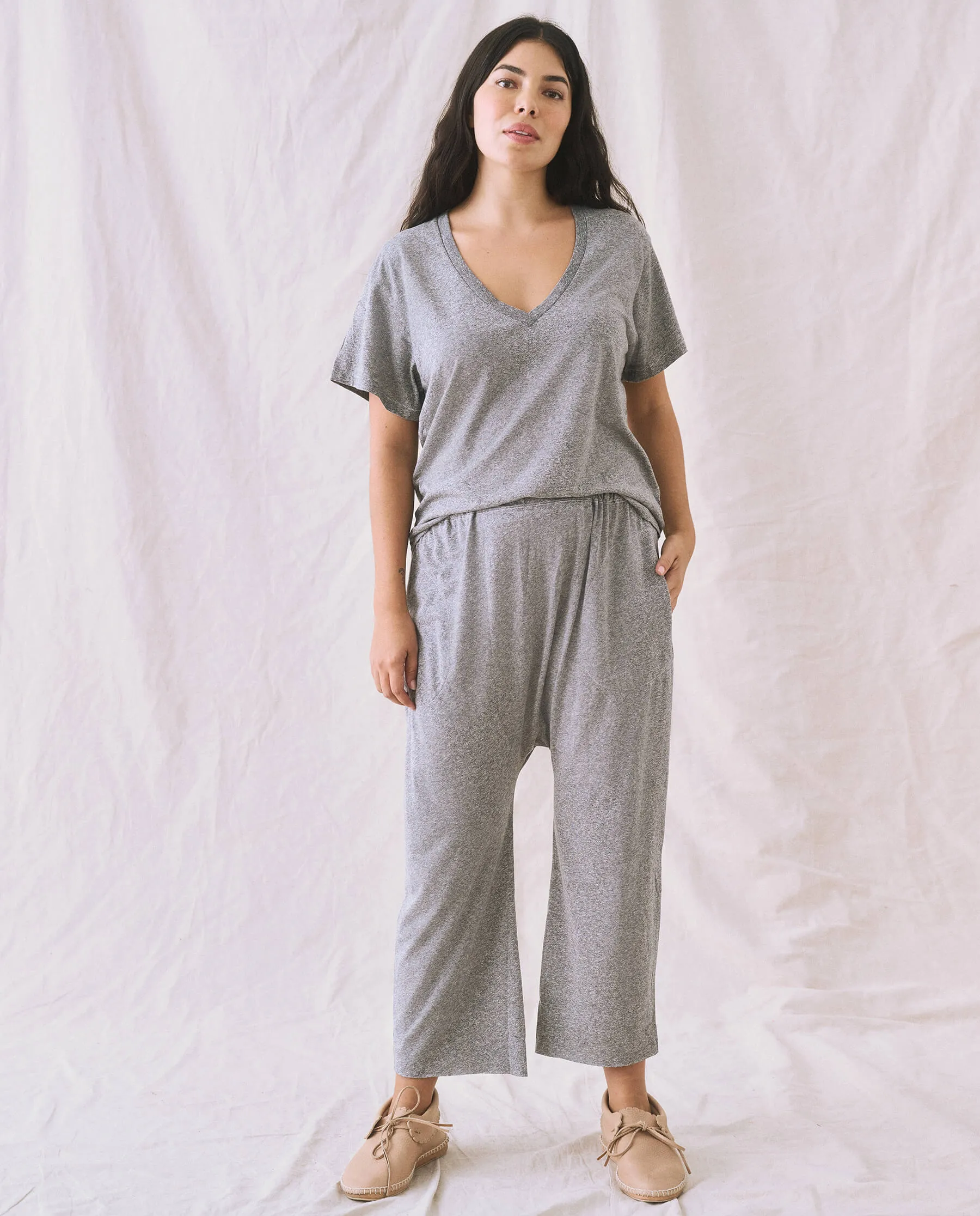 The V-Neck Tee. -- Heather Grey sold by THE GREAT. product image thumbnail 3