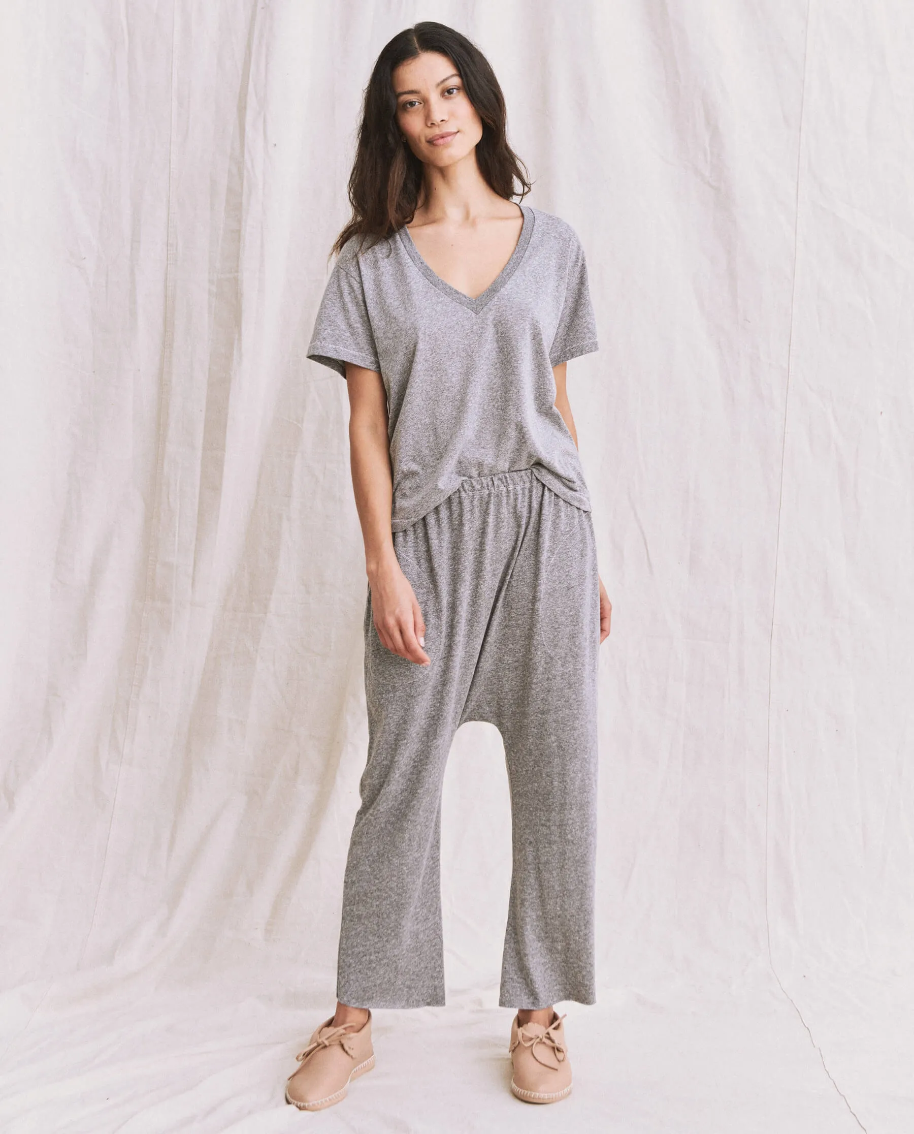 The V-Neck Tee. -- Heather Grey sold by THE GREAT. product image thumbnail 5