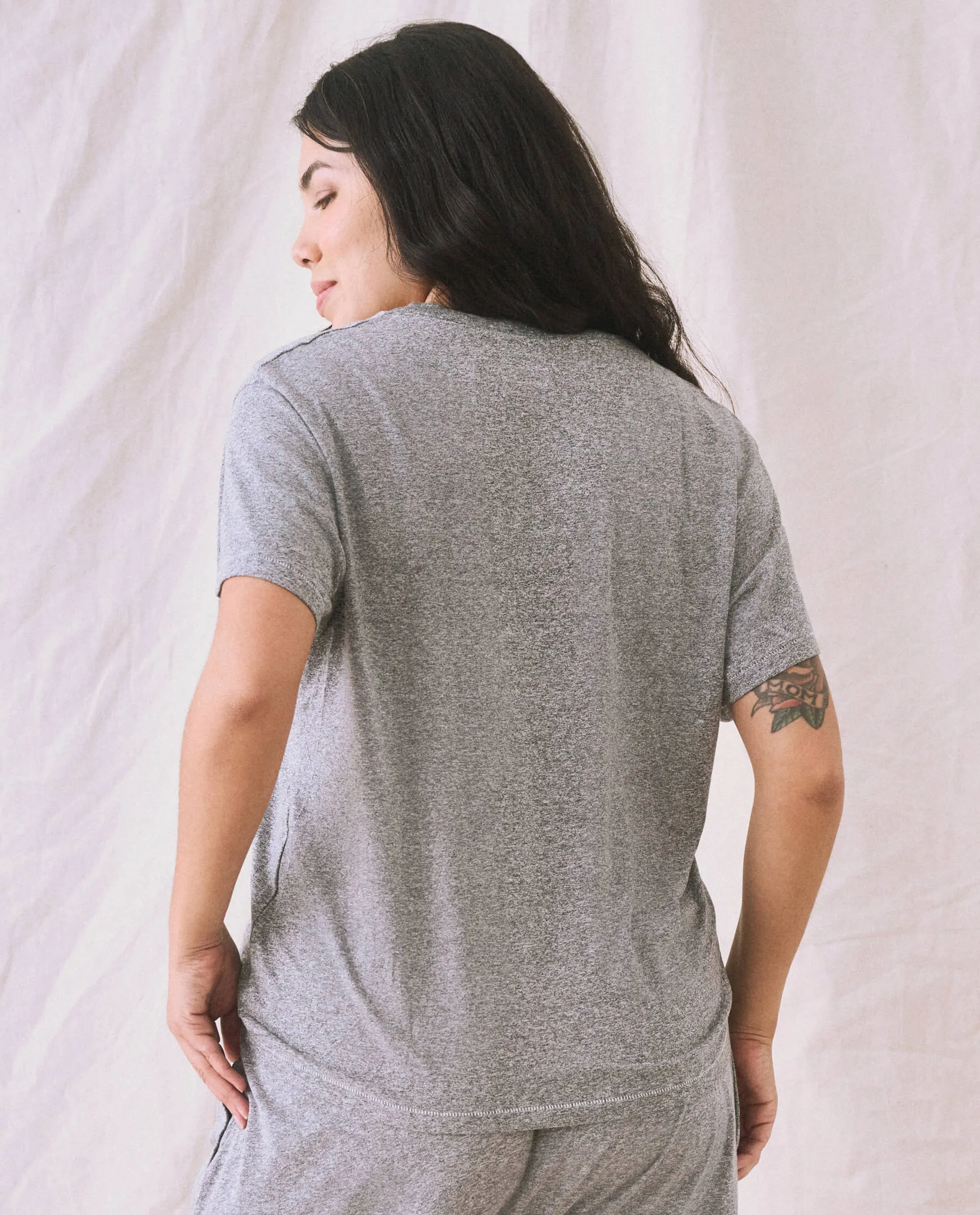The V-Neck Tee. -- Heather Grey sold by THE GREAT. product image thumbnail 2