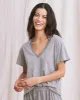 The V-Neck Tee. -- Heather Grey sold by THE GREAT.
