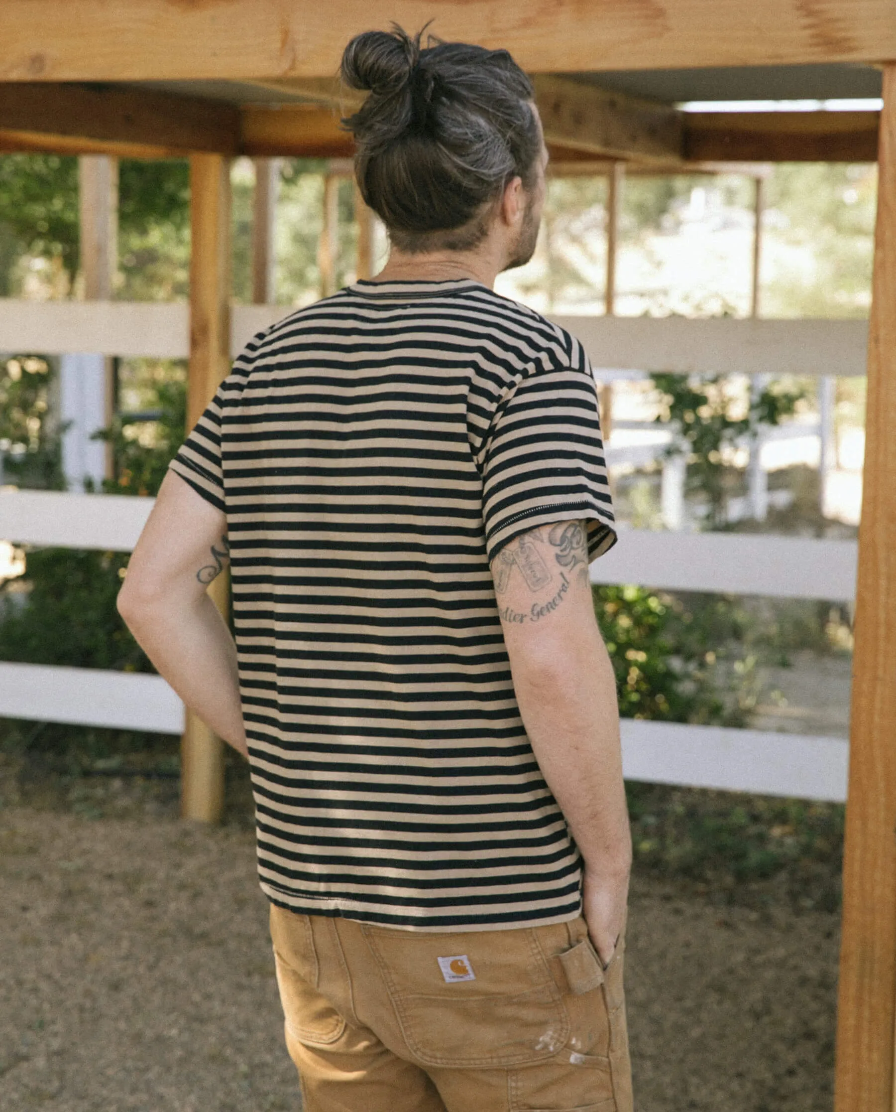 The Men's Boxy Crew. -- Black and Camel Stripe sold by THE GREAT. product image thumbnail 3