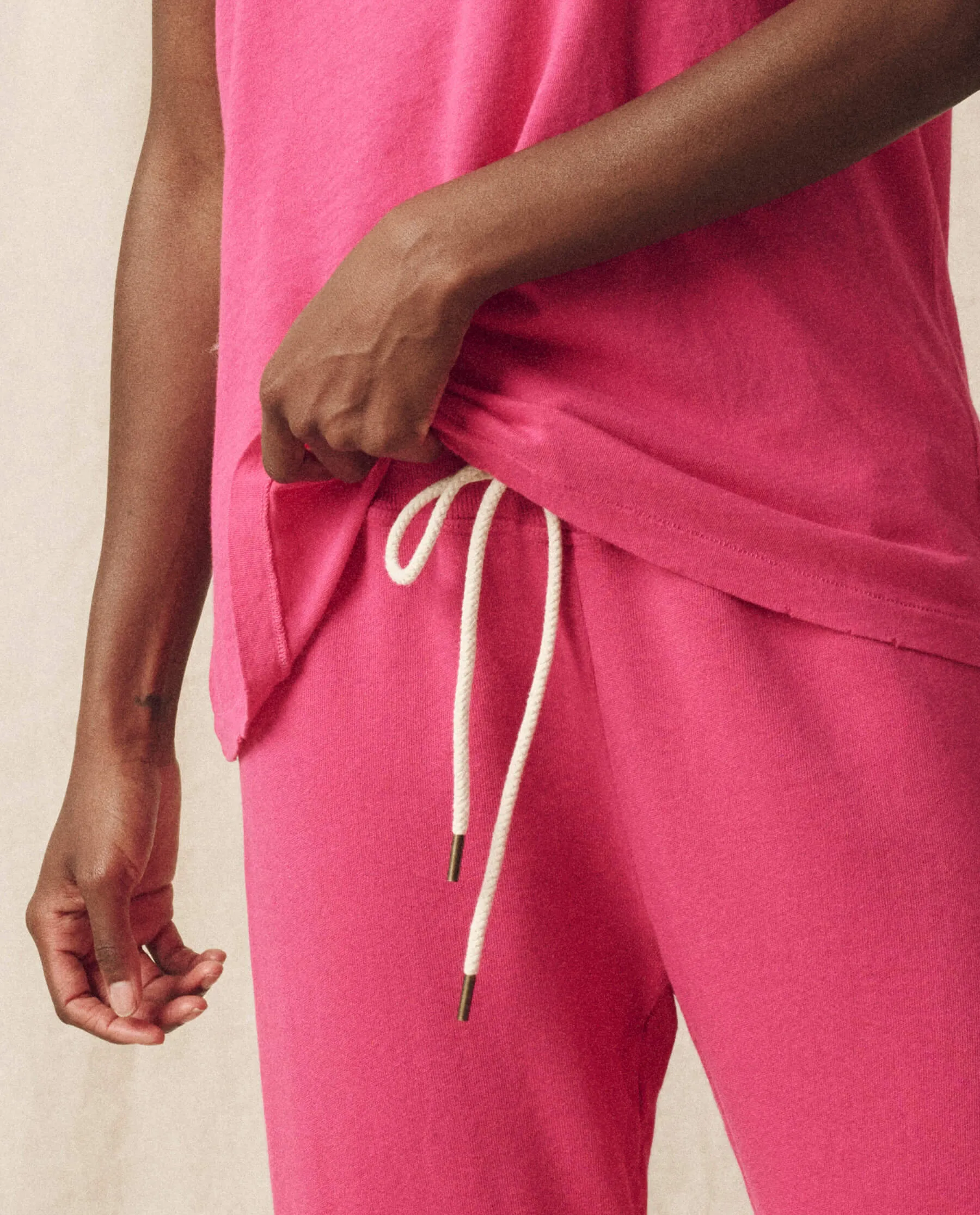 The Cropped Sweatpant. Solid -- Fuchsia sold by THE GREAT. product image thumbnail 3