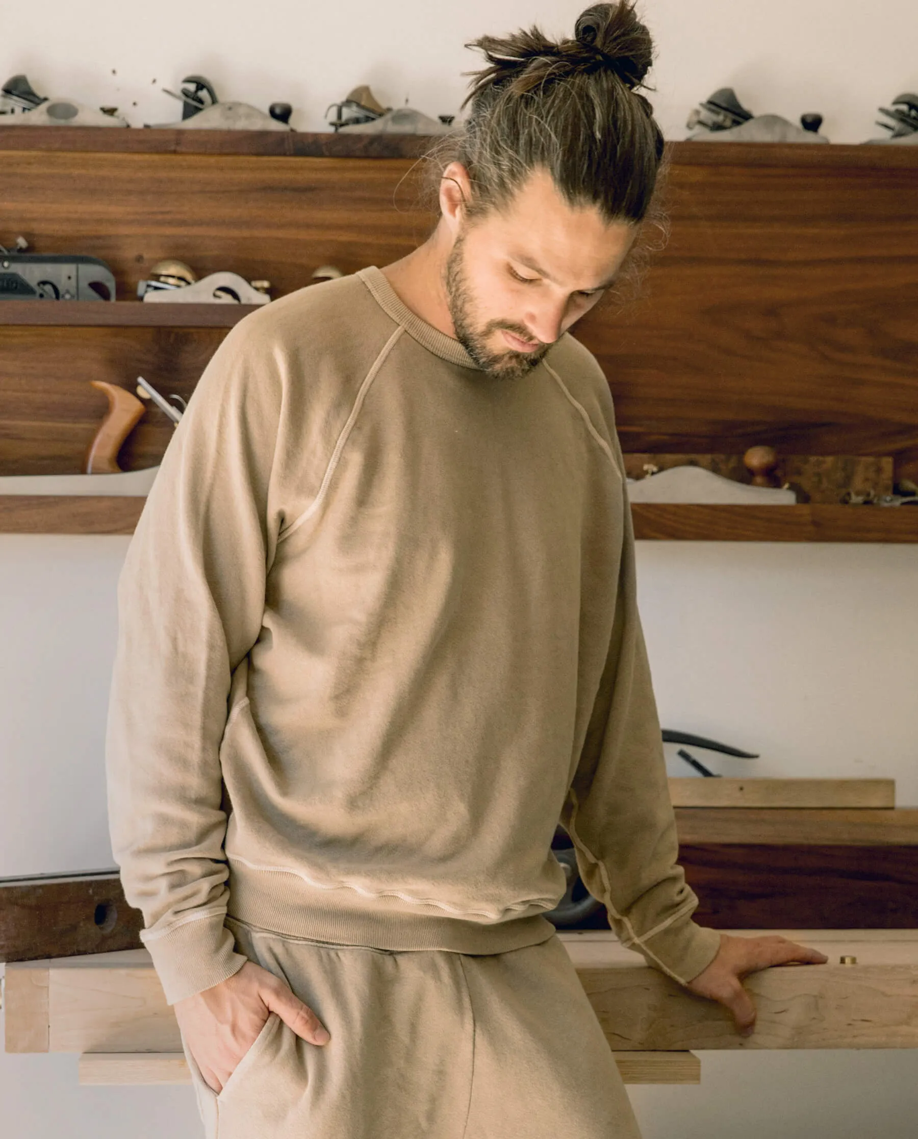 The Men's College Sweatshirt. -- Fawn sold by THE GREAT. product image thumbnail 3