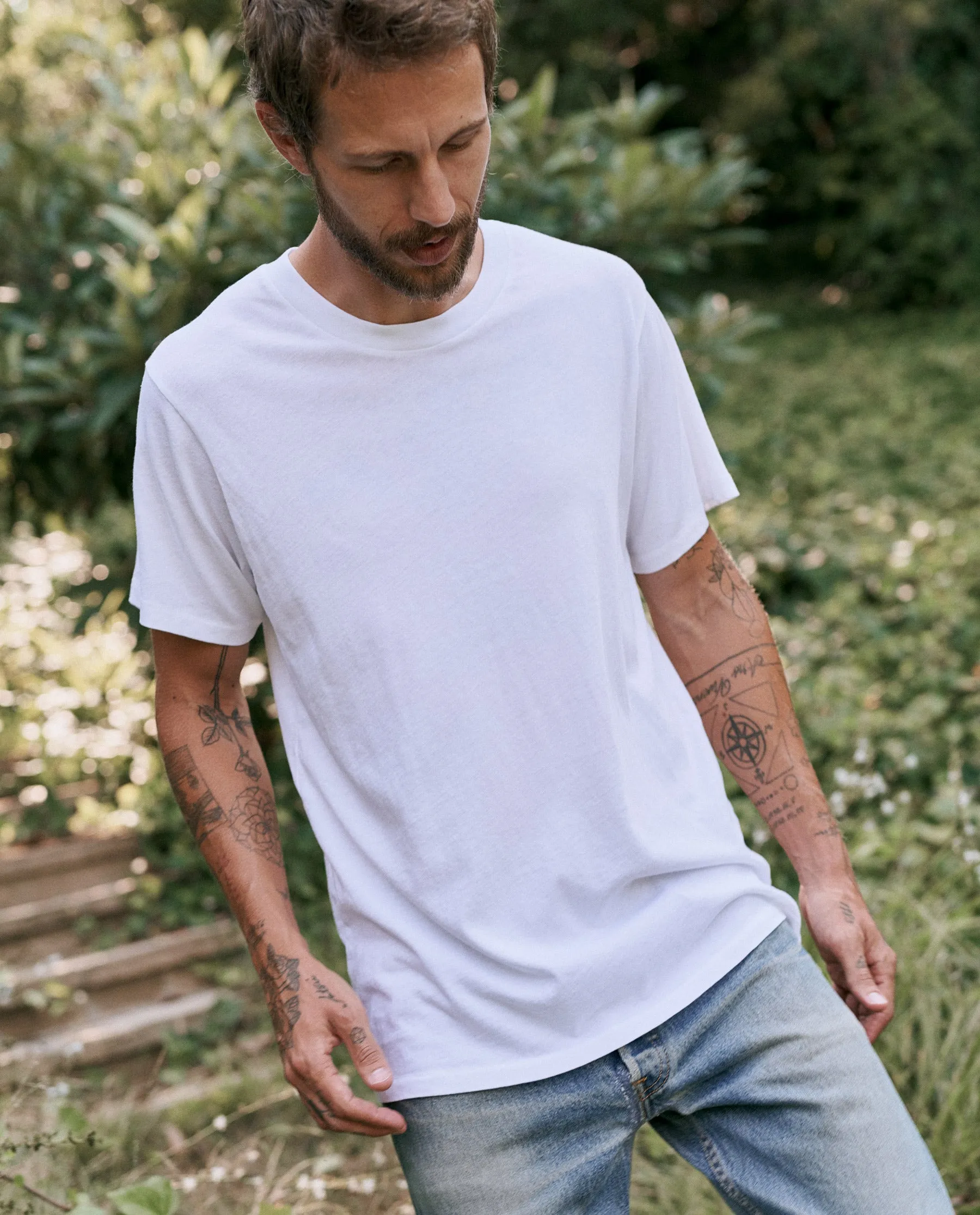 The Men's Slim Tee. -- TRUE WHITE sold by THE GREAT.