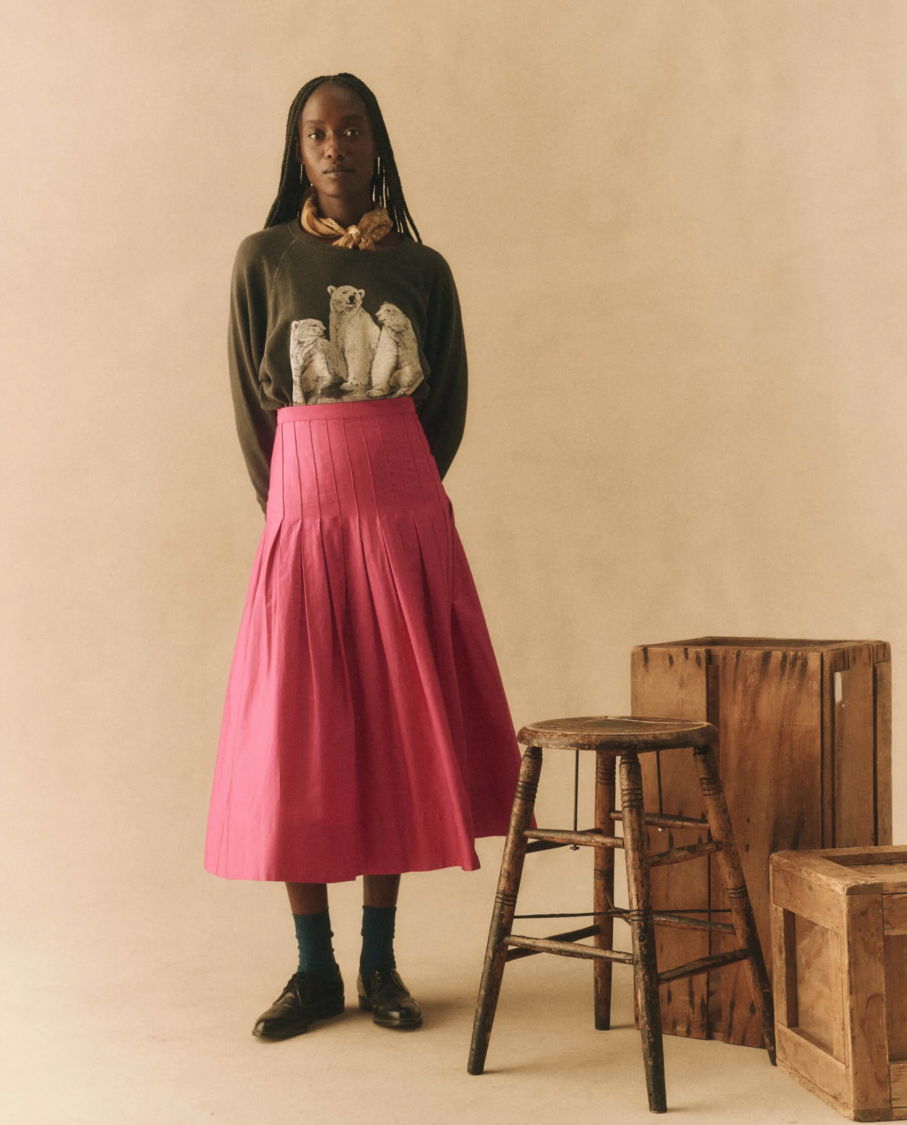 The Rhythm Skirt. -- Fuchsia sold by THE GREAT. product image thumbnail 5