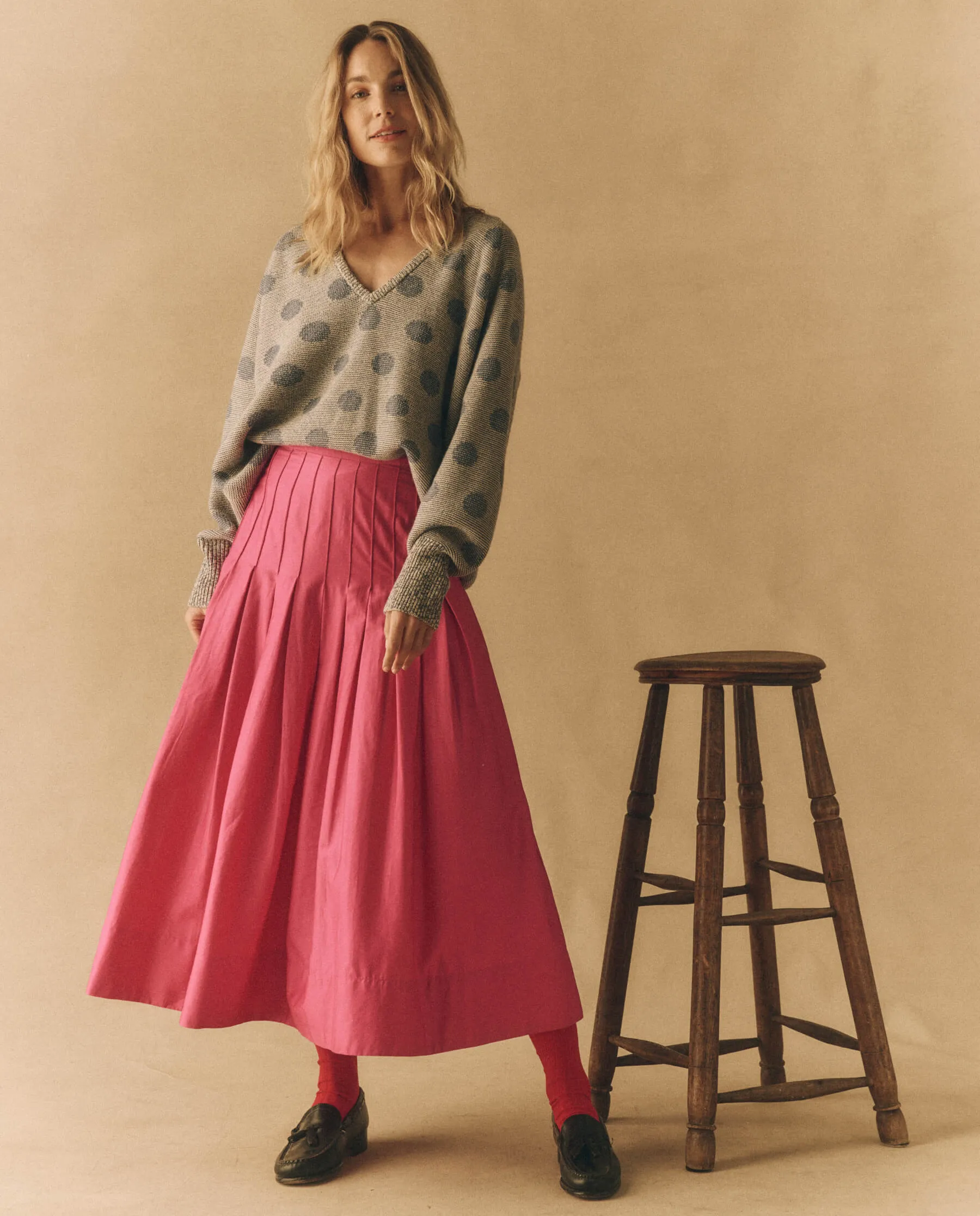 The Rhythm Skirt. -- Fuchsia sold by THE GREAT. product image thumbnail 3