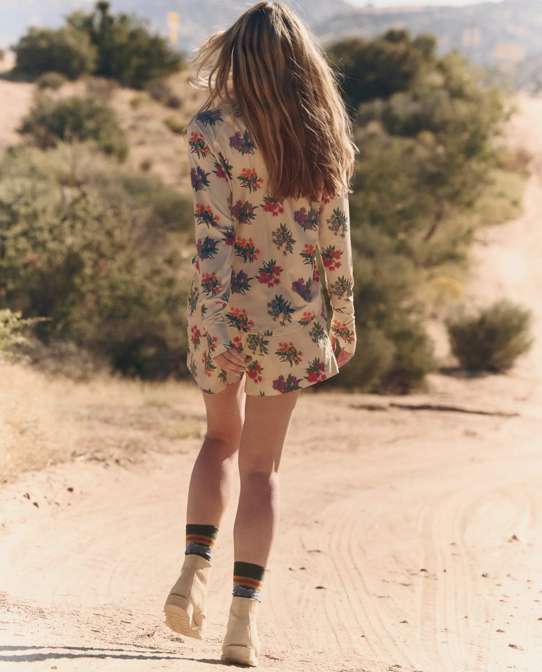 The Quarter Zip Trail Pullover. -- Pale Khaki Palisade Floral sold by THE GREAT. product image thumbnail 4